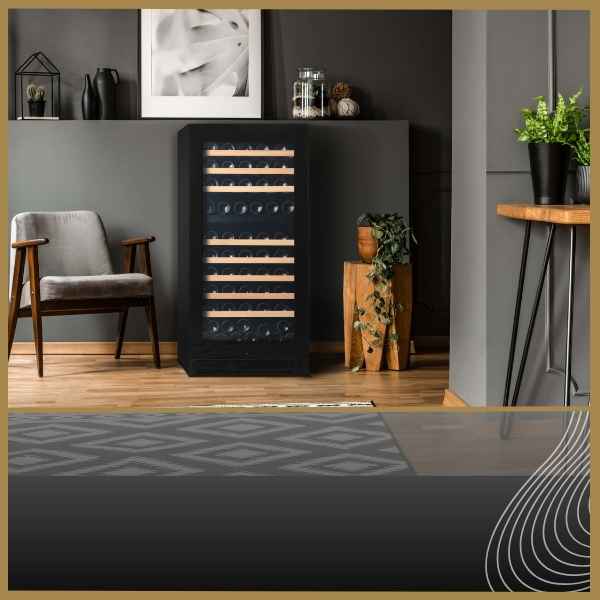 Black Wine Fridge in a Living Room