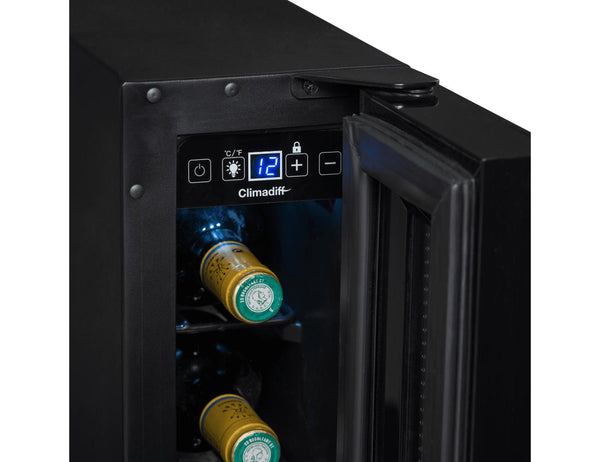 Climadiff Built In Wine Fridge - 7 Bottle 150mm Black - CBU7S1B