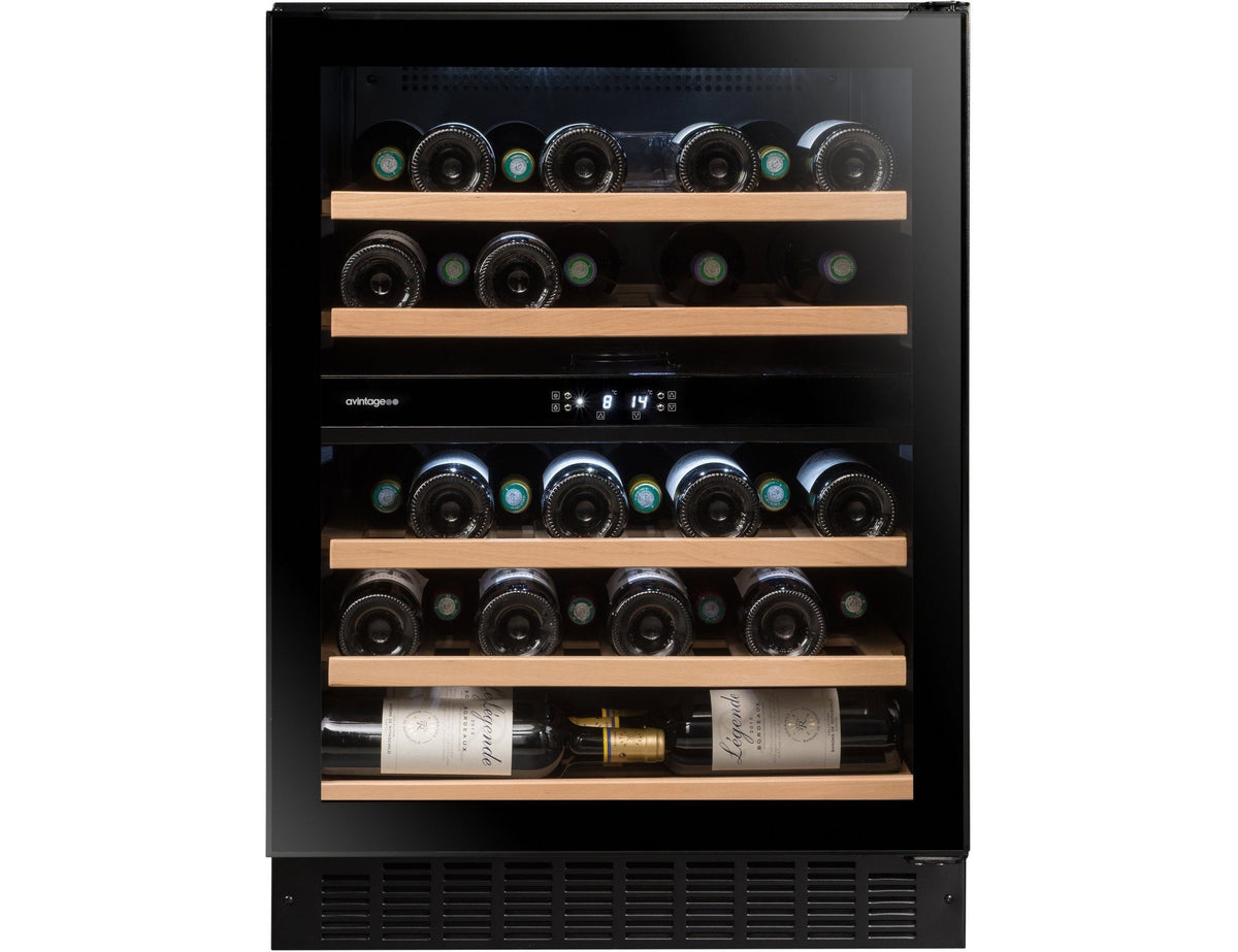 Avintage Built In Wine Fridge - 50 Bottle Dual Zone 600mm Black - AVU53TDZA