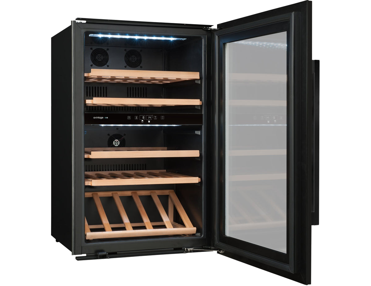 Avintage Dual Zone 60cm Integrated Wine Cooler - 52 Bottle Black - AVI48CDZA