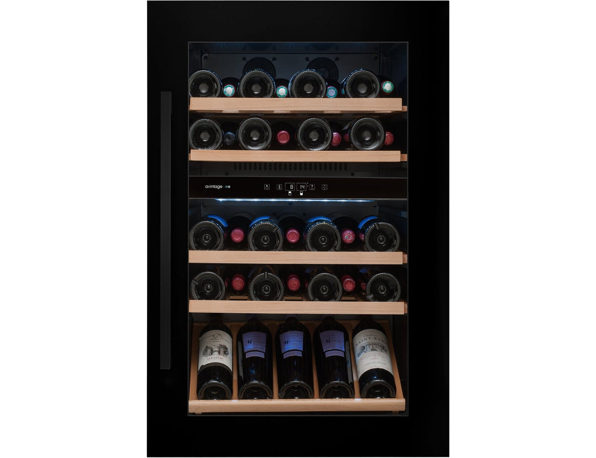 Avintage Dual Zone 60cm Integrated Wine Cooler - 52 Bottle Black - AVI48CDZA