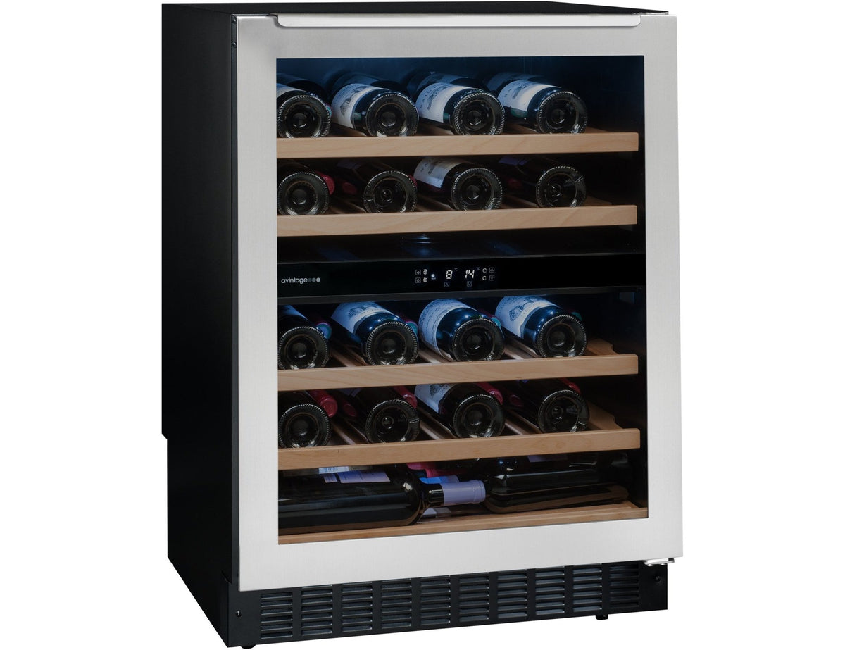 Avintage Under Counter Wine Fridge - 50 Bottle Dual Zone 600mm Black - AVU54TXDZA