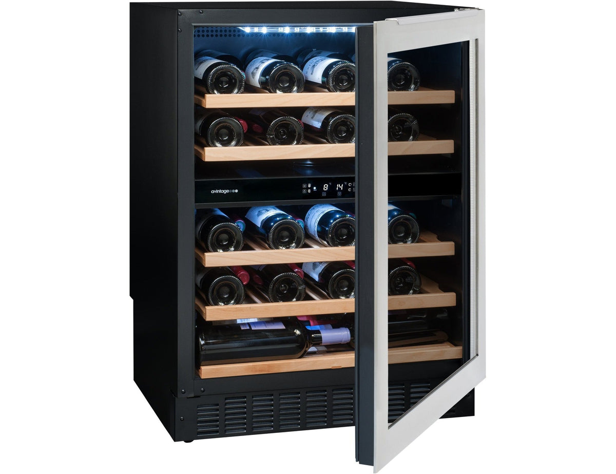 Avintage Under Counter Wine Fridge - 50 Bottle Dual Zone 600mm Black - AVU54TXDZA