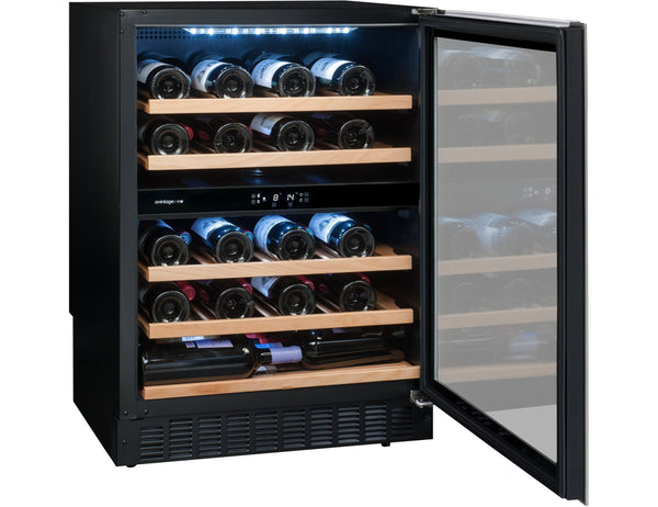 Avintage Under Counter Wine Fridge - 50 Bottle Dual Zone 600mm Black - AVU54TXDZA