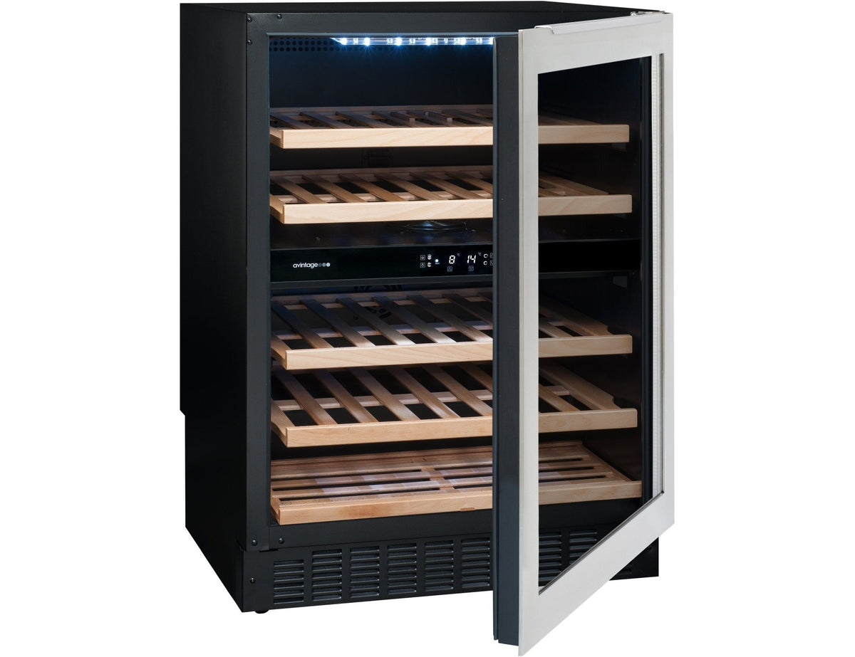 Avintage Under Counter Wine Fridge - 50 Bottle Dual Zone 600mm Black - AVU54TXDZA