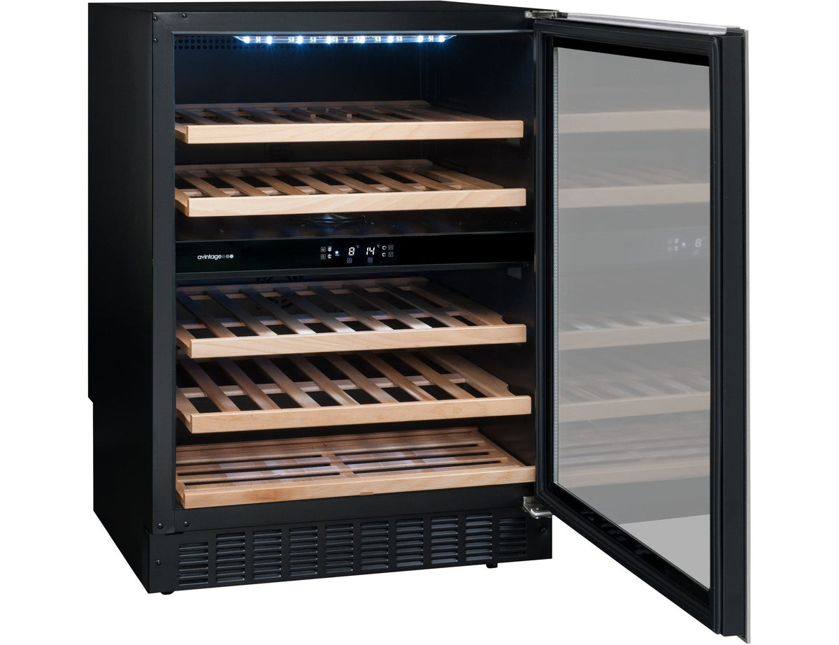 Avintage Under Counter Wine Fridge - 50 Bottle Dual Zone 600mm Black - AVU54TXDZA