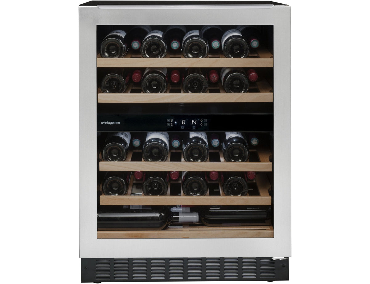 Avintage Under Counter Wine Fridge - 50 Bottle Dual Zone 600mm Black - AVU54TXDZA