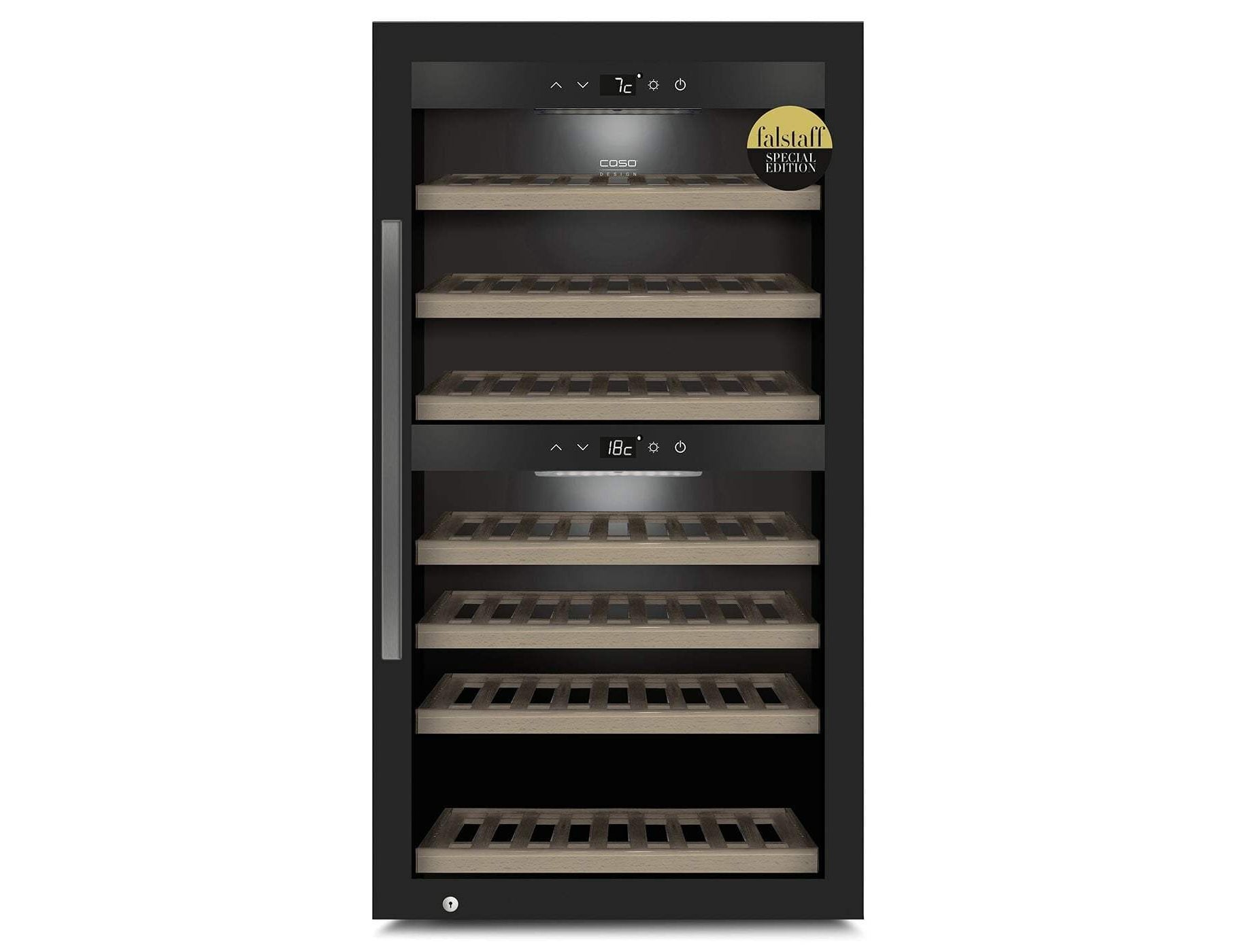 CASO Wine Cooler - 66 Bottle Dual Zone 600mm Black - WineExclusive 66 Smart