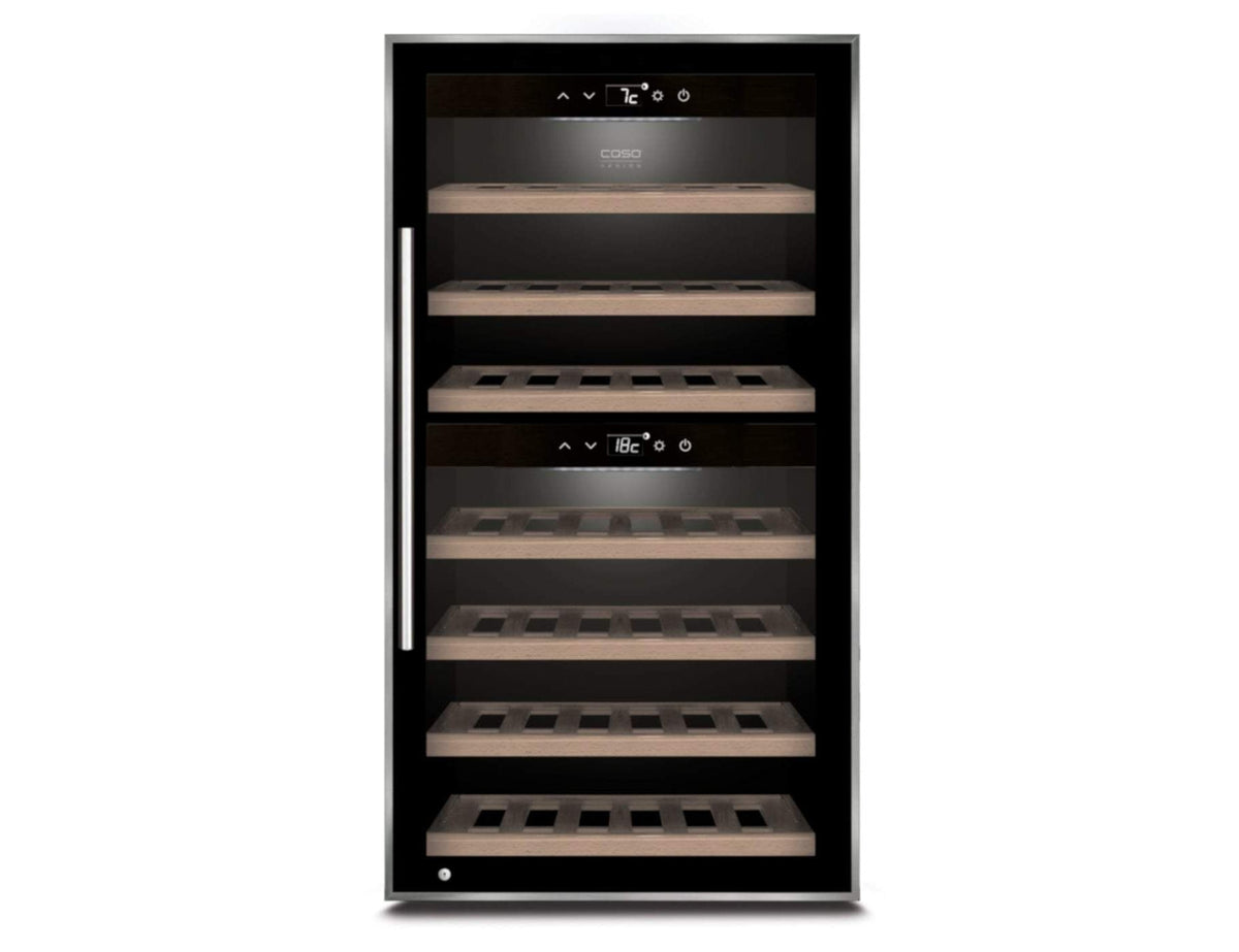 CASO Wine Cooler - 66 Bottle Dual Zone Black - WineComfort 66