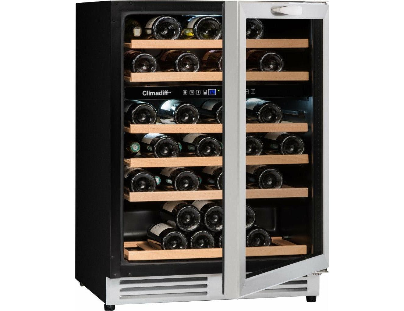 Climadiff Built In Wine Fridge - 50 Bottle Dual Zone 600mm Stainless Steel - CBU51D1X