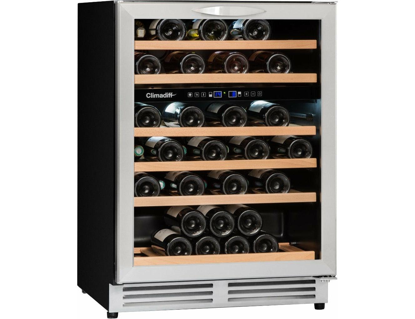 Climadiff Built In Wine Fridge - 50 Bottle Dual Zone 600mm Stainless Steel - CBU51D1X