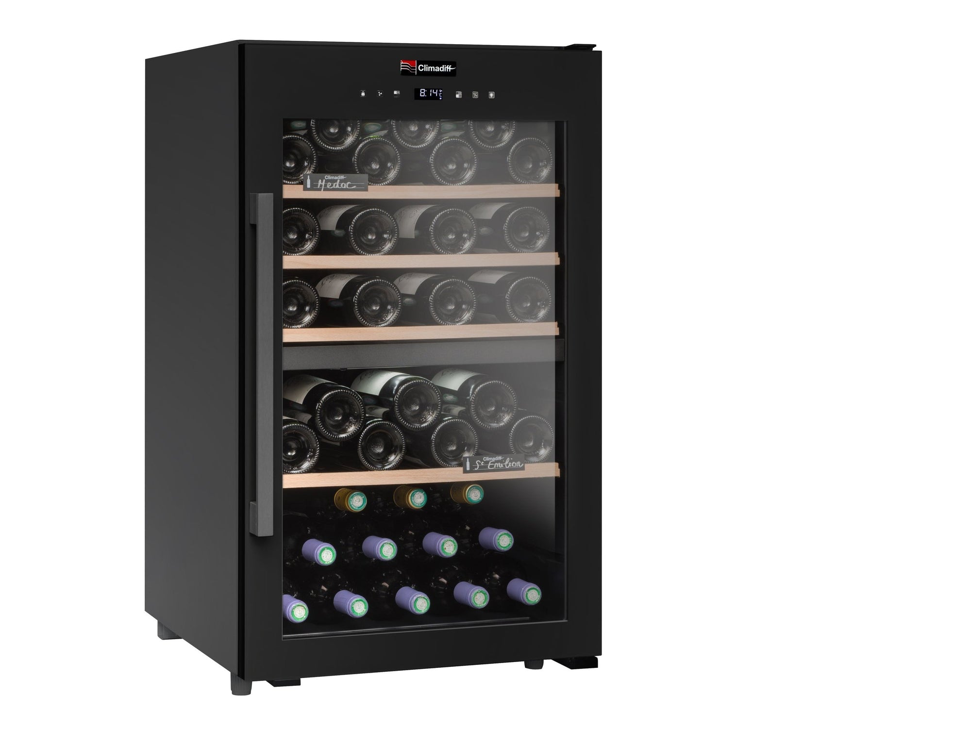 Climadiff Dual Zone Freestanding Wine Fridge - 56 Bottle 500mm Black - CD56B1