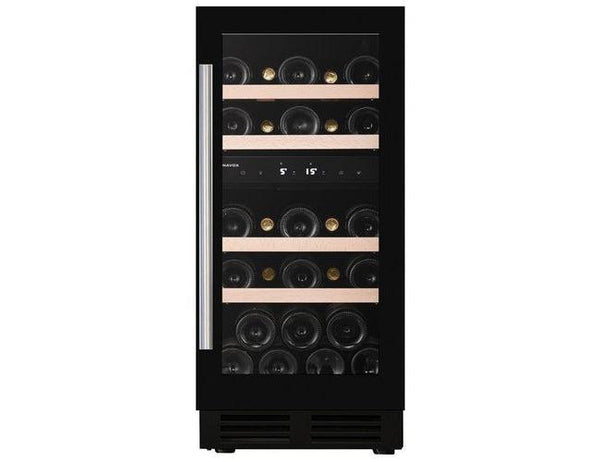 Dunavox 400mm Under Counter Wine Cooler - 32 Bottle Dual Zone Black - DAUF-32.78DB