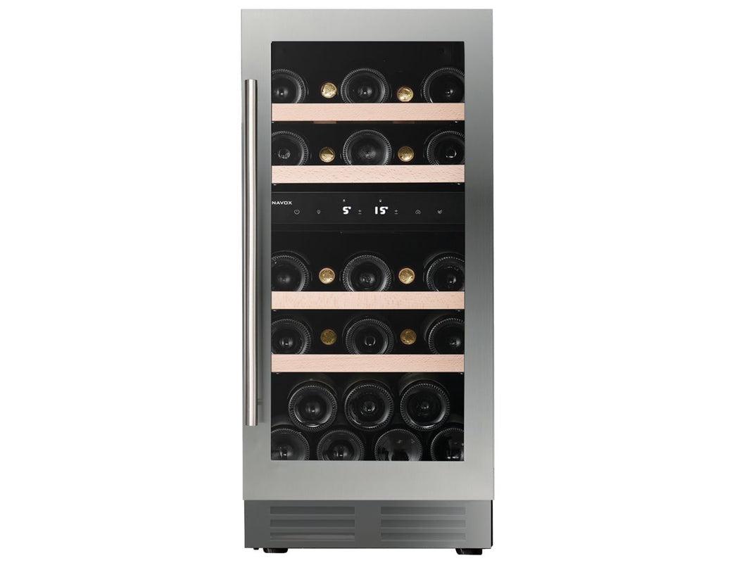 Dunavox 40cm Built In Wine Fridge - 32 Bottle Dual Zone Stainless Steel - DAUF-32.78DSS