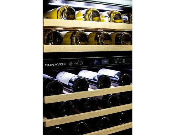 Dunavox 600mm Under Counter Built In Wine Fridge - 45 Bottle Dual Zone Black - DAUF-46.145DB