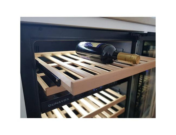 Dunavox 600mm Under Counter Built In Wine Fridge - 45 Bottle Dual Zone Black - DAUF-46.145DB