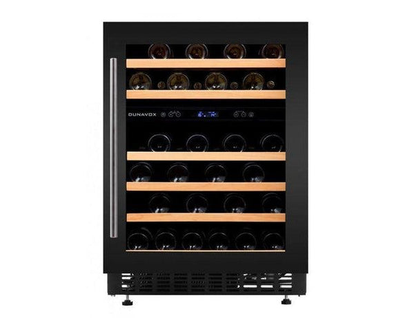 Dunavox 600mm Under Counter Built In Wine Fridge - 45 Bottle Dual Zone Black - DAUF-46.145DB