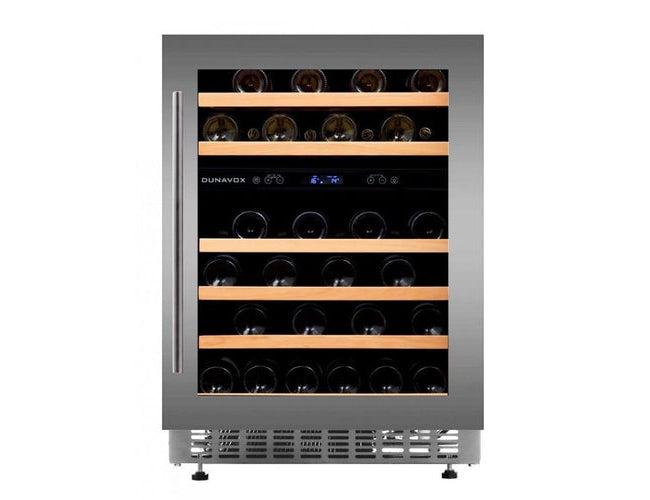 Dunavox 60cm Undercounter Built In Wine Cooler - 46 Bottle Dual Zone Stainless Steel - DAUF-46.145DSS