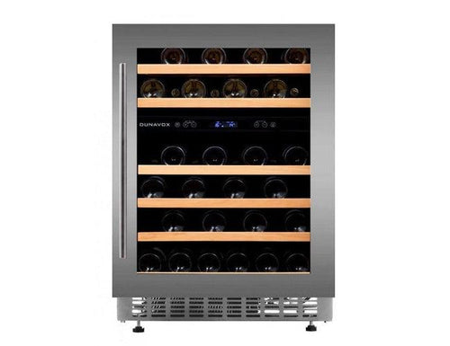 Dunavox 60cm Undercounter Built In Wine Cooler - 46 Bottle Dual Zone Stainless Steel - DAUF-46.145DSS