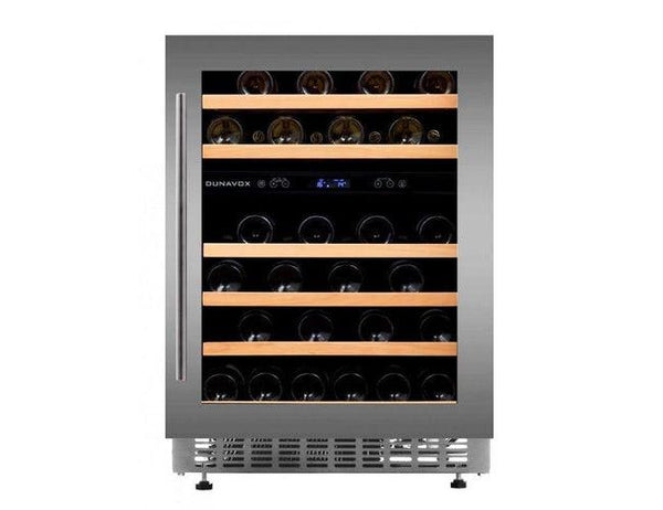 Dunavox 60cm Undercounter Built In Wine Cooler - 46 Bottle Dual Zone Stainless Steel - DAUF-46.145DSS