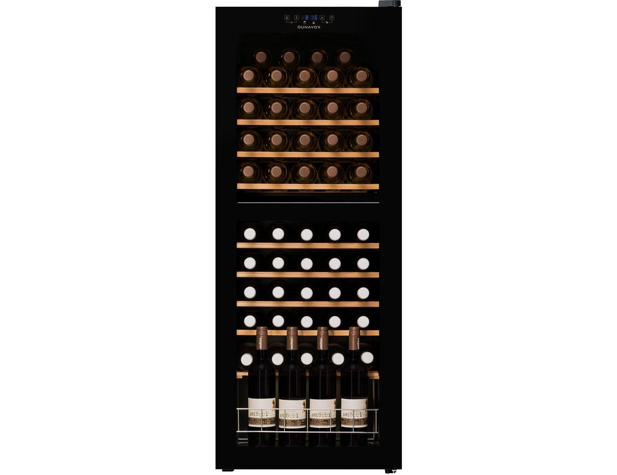 Dunavox Freestanding Black Wine Cooler - 54 Bottle Dual Zone 480mm - DXFH.54.150