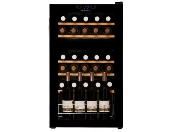 Dunavox Freestanding Dual Zone Wine Cooler - 30 Bottle 480mm Black - DXFH-30.80