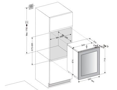 Dunavox Integrated Wine Cooler - Dual Zone 600mm Black 32 Bottle - DAVG-32.80DB.TO