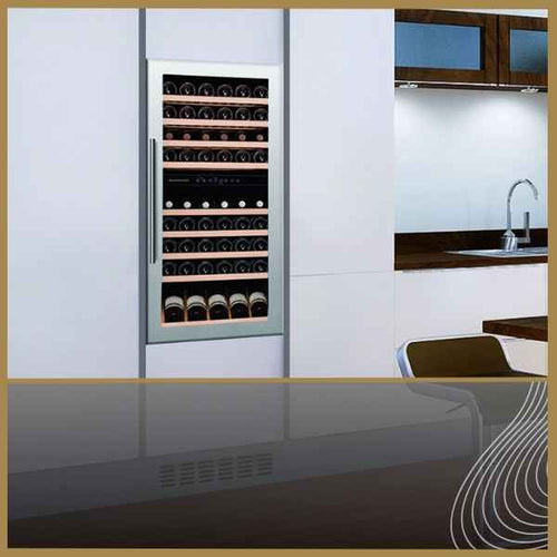 Stainless Steel Fully Integrated Wine Fridge In a Kitchen