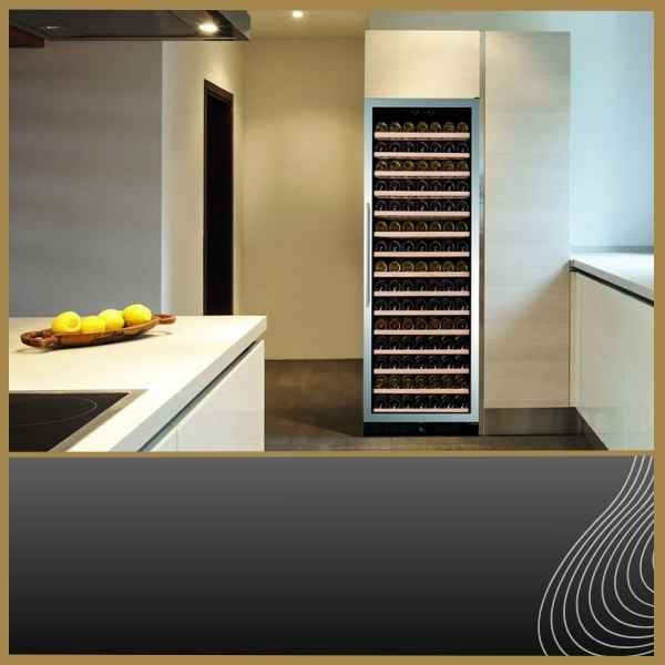Large Stainless Steel Wine Fridge In A Kitchen