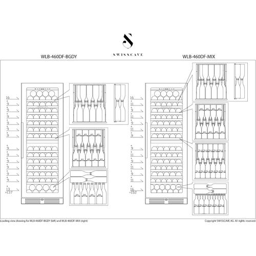 Swisscave Built In Dual Zone Wine Cooler - 600mm Black - WLB460DF-MIX