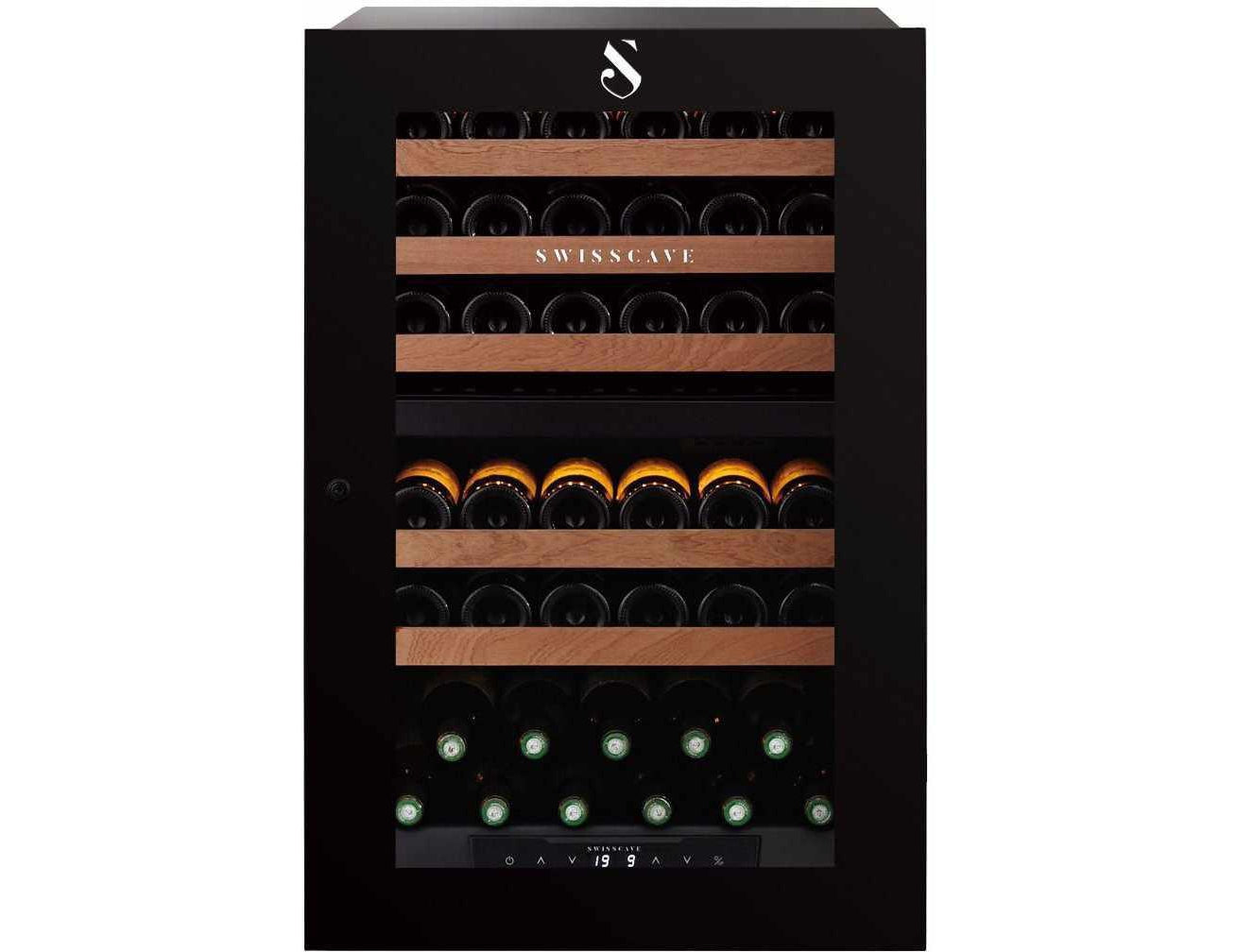 Swisscave Integrated Dual Zone Wine Cooler - 600mm Black - WLI-160DF