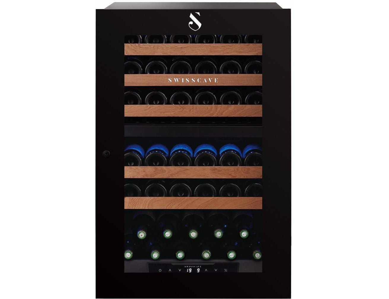 Swisscave Integrated Dual Zone Wine Cooler - 600mm Black - WLI-160DF