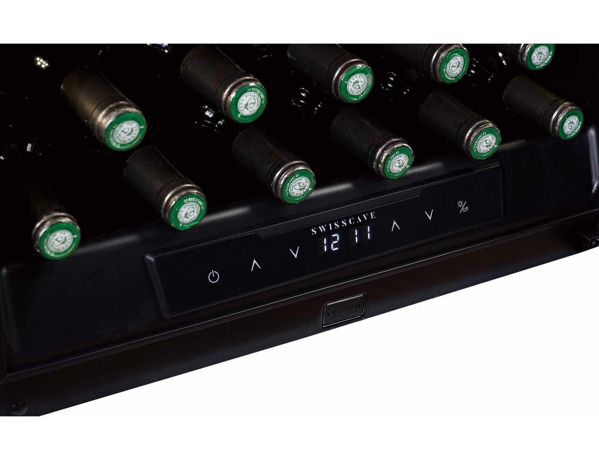 Swisscave Integrated Dual Zone Wine Cooler - 600mm Black - WLI-160DF