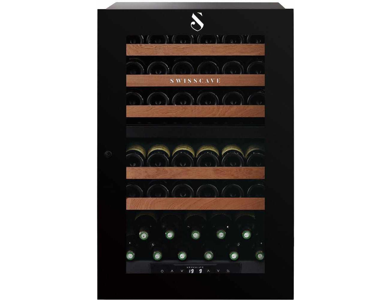 Swisscave Integrated Dual Zone Wine Cooler - 600mm Black - WLI-160DF