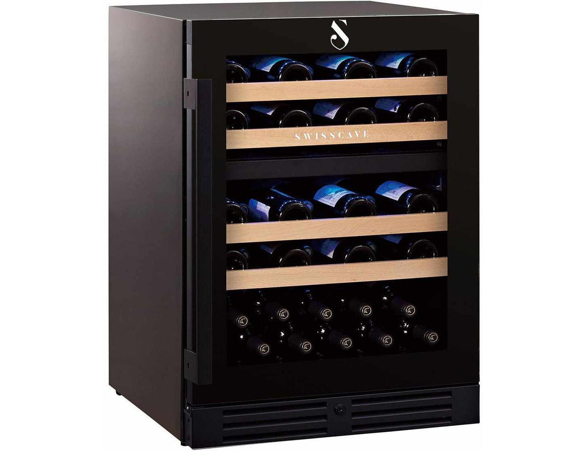 Swisscave Under Counter Wine Fridge - Dual Zone 600mm Black - WL155DF