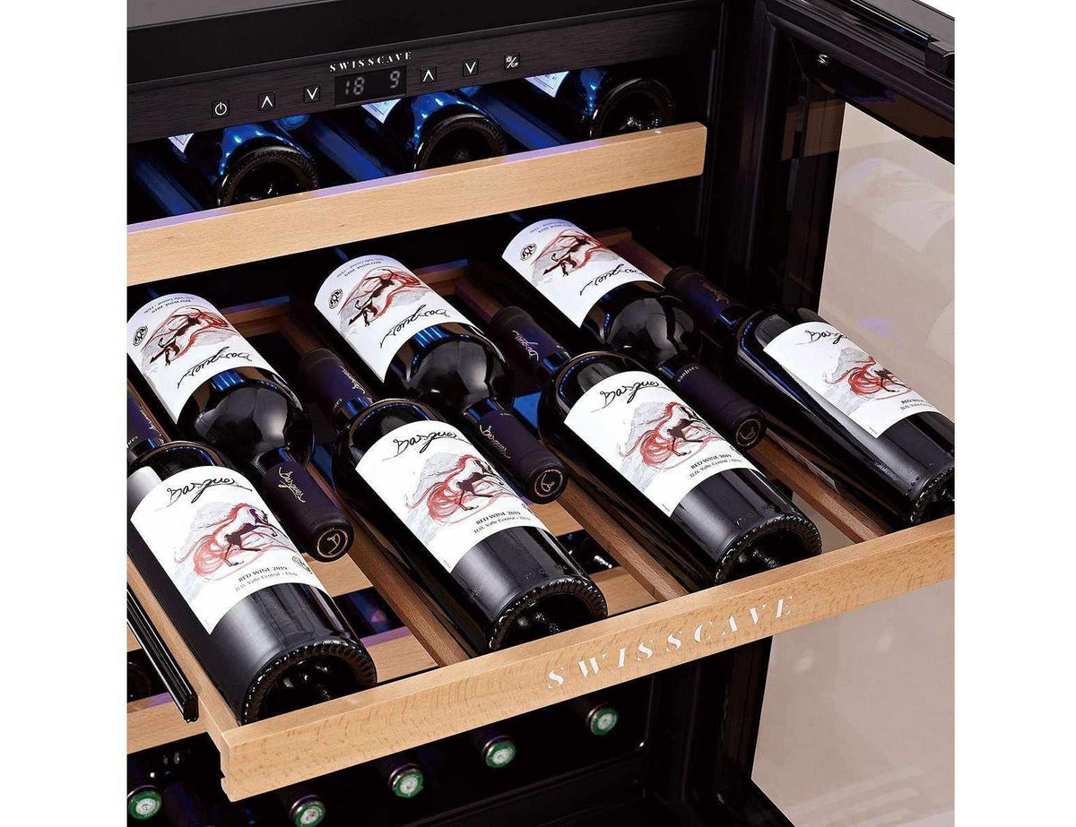 Swisscave Under Counter Wine Fridge - Dual Zone 600mm Black - WL155DF