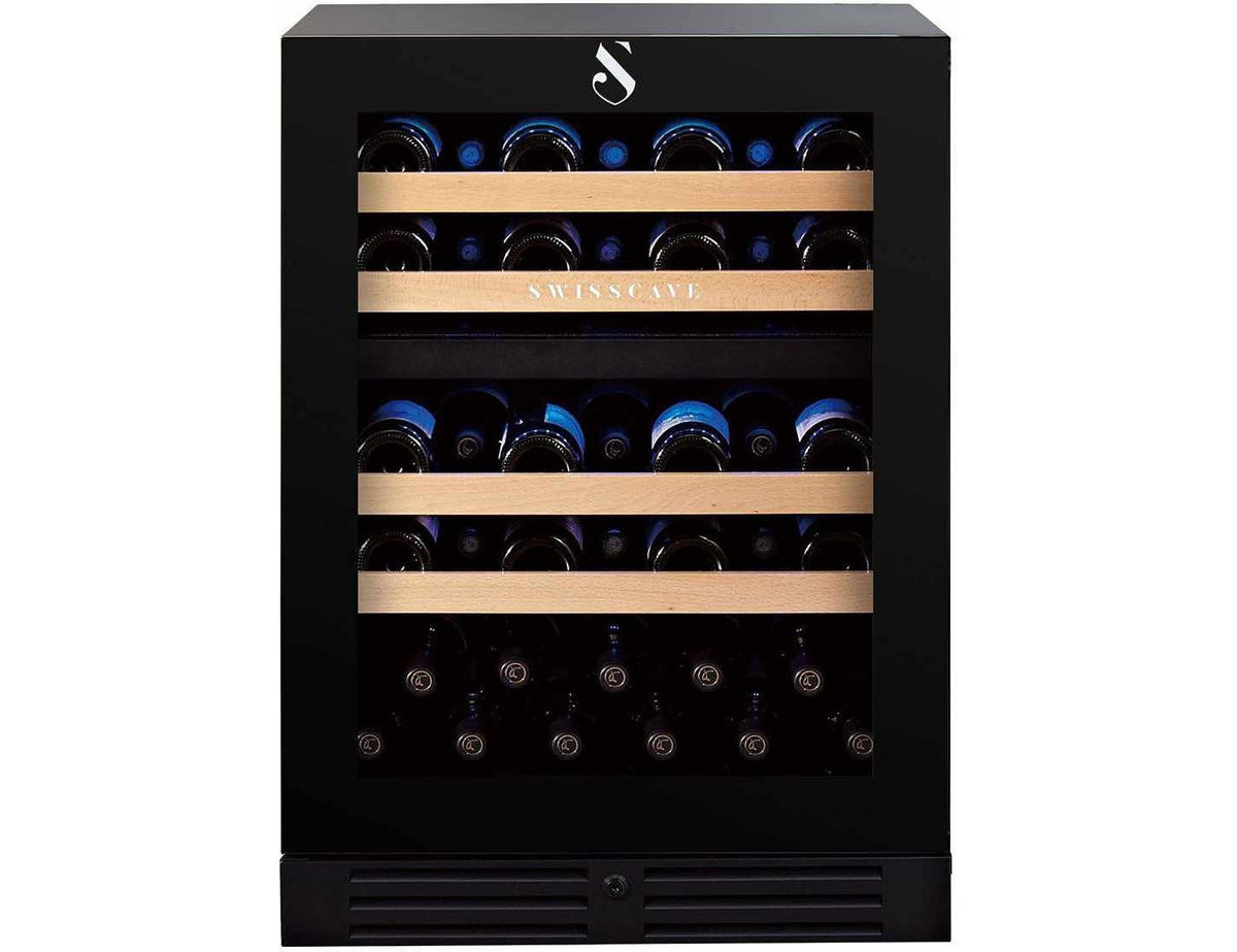 Swisscave Under Counter Wine Fridge - Dual Zone 600mm Black - WL155DF