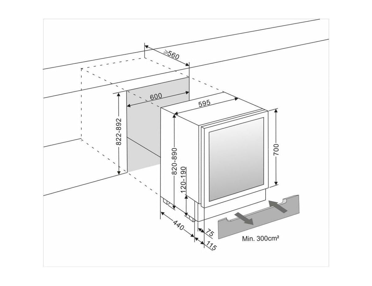 mQuvée Black Under Counter Drinks Fridge - 600mm Black - Beer Server 60