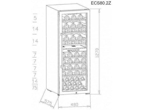 La Sommelière ECS80.2Z - Dual Zone - 75 Bottles - Freestanding - 480mm Wide
